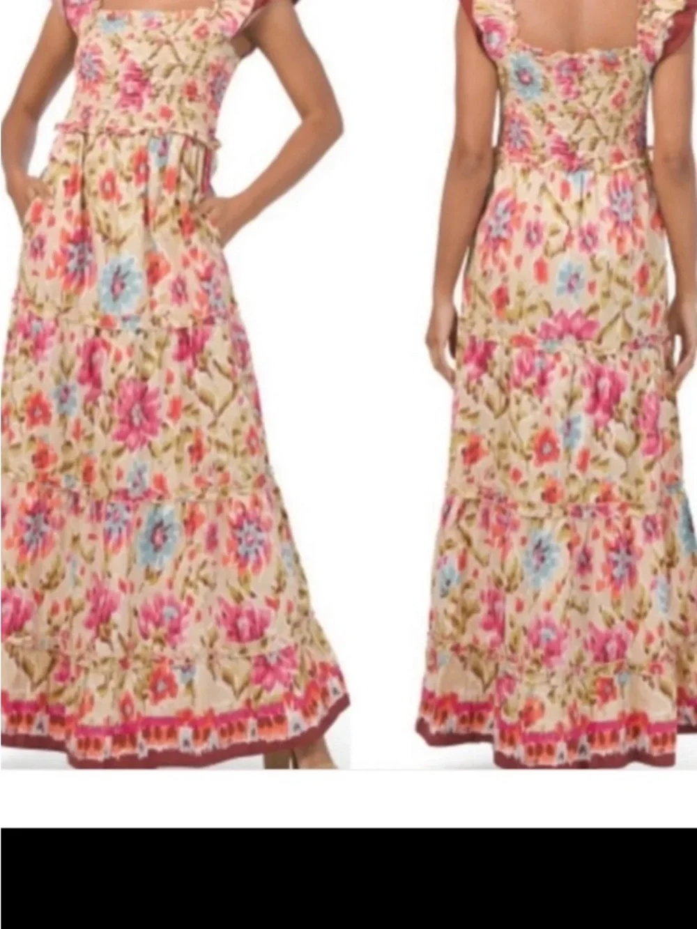 House of Harlow 1960 Blue Floral Smocked Maxi Dress - Picture 4 of 4